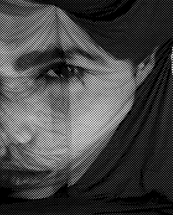 Retrato en blanco y negro con trama de semitono